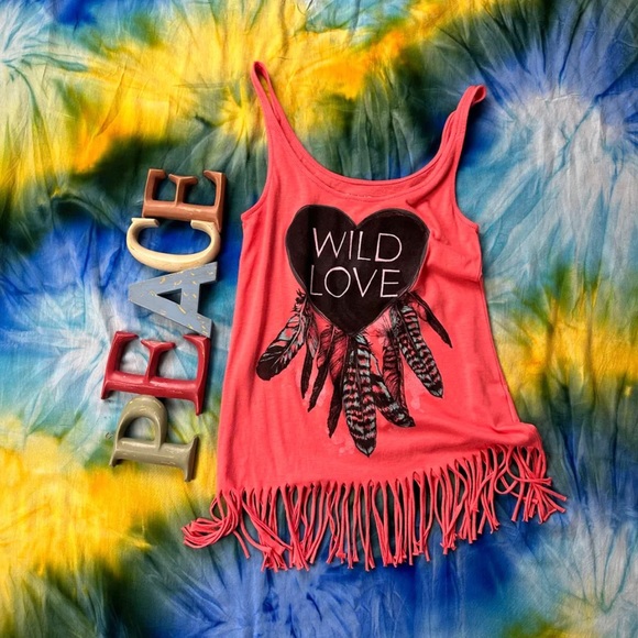 Streetwear Society | Tasseled Wild Love Boho tank top. Women’s Size Small. - Picture 3 of 4